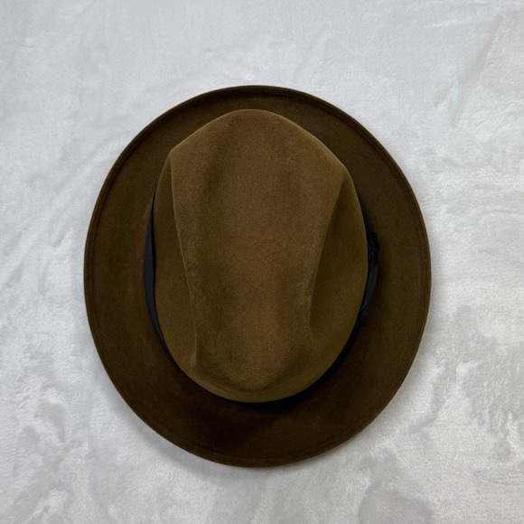 Vintage Mallory Fifth Avenue Brown Fur Felt Fedora Hat 7 1/8 USA - Picture 4 of 9